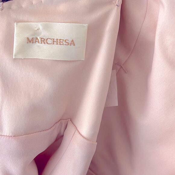 Marchesa Silk Lace Strapless Dress Pale Pink 6 - Picture 6 of 7